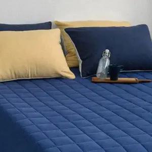면매트리스커버 샤이니 네이비 슈퍼싱글 40수 순면 누빔 매트리스커버