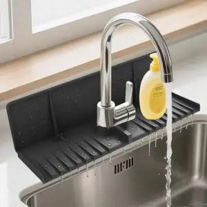 실리콘 수도꼭지 드립 캐처 트레이 매트 업그레이드된 디자인 뒤에 있는 싱크대 백스플래시 가드 식기 비누