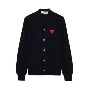 [롯데백화점]꼼데가르송 FW25 공용 더블하트 와펜 가디건 AX N076 051 BLACK