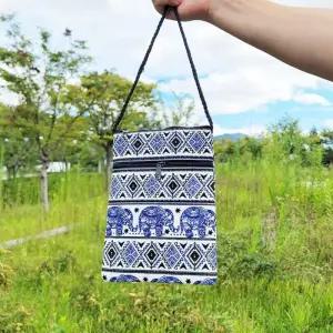 [라일리] Rly 태국 캔버스 코끼리 미니 크로스 가방 네이비 G