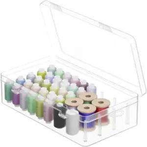 호마코버 42 스풀 재봉 실 상자 보관 투명 플라스틱 홀더 자수 정리함 보빈 케이스 퀼팅 및 위한 휴대용