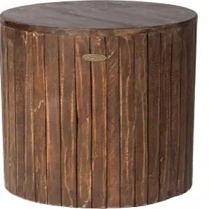 발켄 홈 라운드 러스틱 가든 스툴 우드 야외 좌석 및 엔드 테이블 휴대용 적응형 가구 - 양념된 파티나