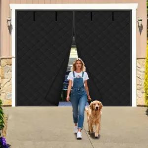 겨울용 마그네틱 차고 도어 커튼 8x7피트 자동차 차고용 단열 키트 출입구 스크린 커버 블랙 방수 두꺼운