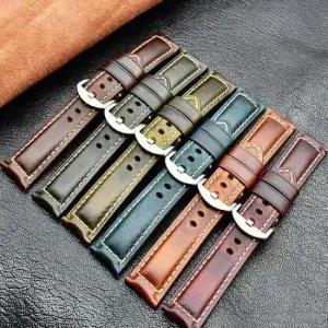 웨스턴 스타일 이태리 천연 통가죽 시계줄 22mm