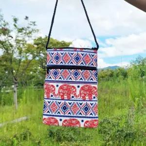 [라일리] Rly 태국 캔버스 코끼리 미니 크로스 가방 레드 네이