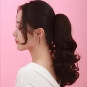 포니테일 집게핀 가발 미디엄 볼륨웨이브 부분가발