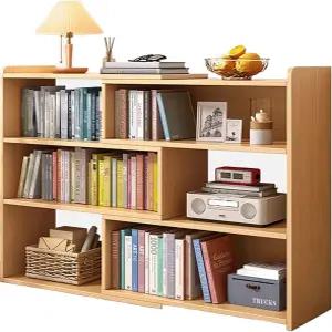 BxuxJar 4단 나무 수평 모서리 책장 31.5-59인치 확장 가능한 넓은 작은 공간이나 위한 접이식 오리지널