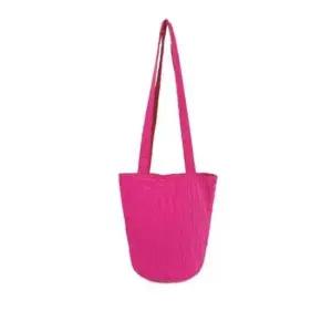 롱 숄더백 여성 원통 패딩 퀼팅 데일리 가방 로즈레드