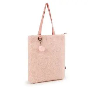 여자 에코백 양털 뽀글이 키링 숄더백 핑크