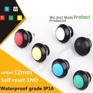 Pbs-33b 2 핀 미니 스위치, 방수 순간 버튼 리셋 이후 잠기지 않음, 12mm, 12V, 1A, 6 개