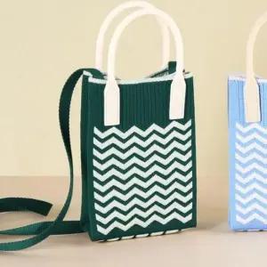 니트 미니 크로스백 니트백 다이아몬드 가방 그린