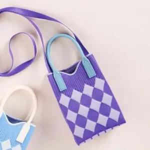 니트 미니 크로스백 니트백 다이아몬드 가방 퍼플