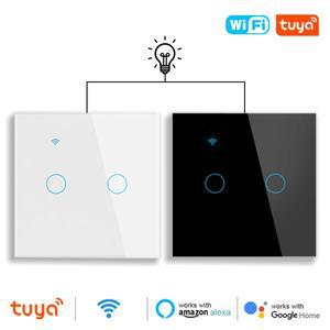 스마트 라이프 Tuya WiFi 라이트 계단 스위치 2Gang 1/2/3Way 제어 벽 무선 하우스 터치 크로스 Google 홈
