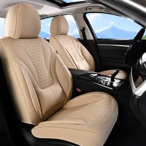 커버라도 방수 나파 가죽 카시트 자동차 시트 프론트 쿠션 및 프로텍터 베이지 대부분의 SUV 트럭에