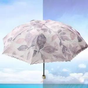 휴대용 암막 양산 우산 퍼플 나뭇잎 귀여운 3단