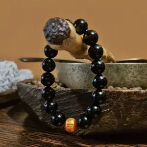 [라일리쥬얼리] Rly 반야심경 흑요석 염주 팔찌 14mm 염주팔찌 불