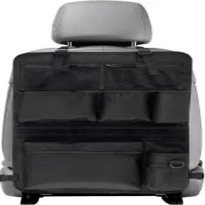 뒷좌석 차량 정리함 전술 카시트 지퍼가 달린 수납 포켓 3개가 있는 킥 매트 보호대 8개의 여행용 액세서리