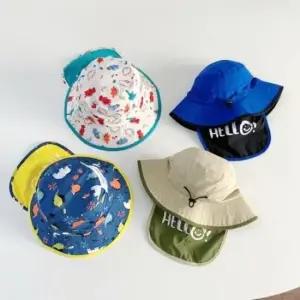 아동 헬로 탈부착 뒷목 벙거지 모자 키즈 유아 물놀이 버킷햇 챙 여름 가림막 모자 수영 물놀이 벙거지