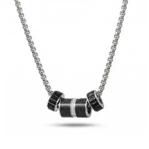 써지컬 블랙 큐빅 너트 목걸이