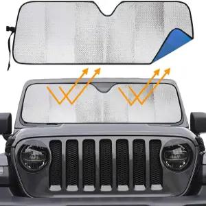 20072024 랭글러 루비콘 사하라 TJJK JK JKU 2 4 도어 선바이저 프로텍터가 자외선 차단 윈드실드 선쉐이드