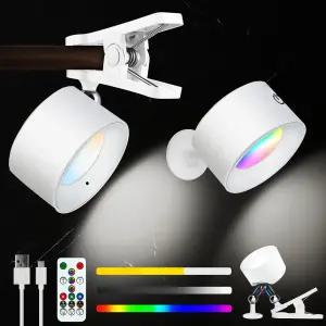 Adetu LED 벽걸이 조명 충전식 벽 스콘스 램프 3가지 색상 온도 및 원격 마그네틱 클램프 360 회전 조광