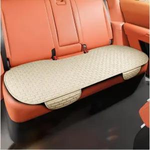 디엘프 자동차 뒷좌석 커버 수납 포켓이 있는 편안한 린넨 시트 패드 미끄럼 방지 통기성 차량 보호 매트