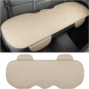 자동차 뒷좌석 커버 미끄럼 방지 차량 하단 쿠션 패드 수납 포켓 편안한 보호대 SUV 트럭용 범용 베이지