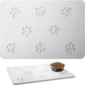 아티산원더스 화이트 규조토 개 볼 매트16x12인치 미끄럼 방지 애완동물 사료 및 물 중간 크기의 강아지를
