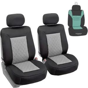 FH 그룹 카시트 커버 쿠션 카 트럭 SUV용 2팩 시트 그레이 블랙 네오슈프림 방수 유니버설 핏 프로텍터