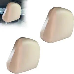 2 PCS 카시트 헤드레스트 커버 풀 랩 어라운드 카헤드레스트 프로텍터 조절 가능한 가죽 대부분의 차량을