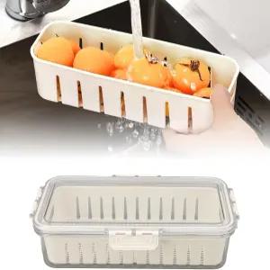 냉장고용 Gsycle 3in1 과일 저장 용기 작은 신선한 음식 생선 콜드 컷 베이컨 베리용 뚜껑이 있는 콜랜더