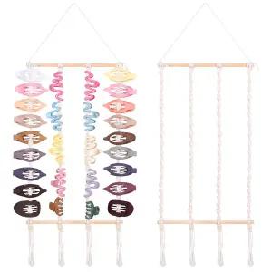 스노우스타 마크라메 플랫 헤어 클로 클립 정리함 여성용 홀더 및 보관함 벽 문 옷장용 액세서리 행거 홈