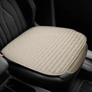 자동차 앞좌석 커버 통기성 린넨 시트 쿠션 미끄럼 방지 차량 패드 수납 포켓 범용 보호 매트BeigeSg