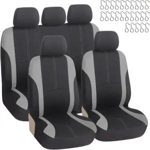 9 PCS 카시트 커버 풀 세트 투톤 워셔블 자동차 앞뒤 분리 벤치 시트 프로텍터 대부분의 세단 트럭