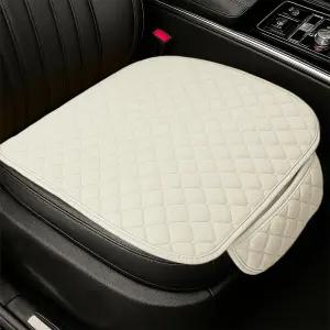 요라이즈 편안한 카시트 커버 리넨 통기성 미끄럼 방지 전면 하단 시트 쿠션 패드 수납 포켓 범용 자동차