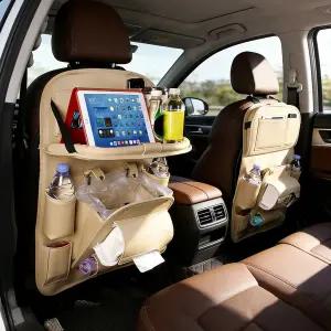 카시트 정리함 다기능 뒷좌석 보호 매트 보관 가방 및 트레이 랙 쓰레기 보관함자동차 적합화이트 가죽 1종