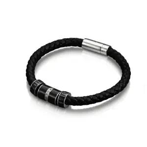 벨가 써지컬 블랙 큐빅 가죽 팔찌