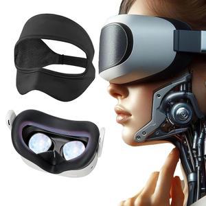 퀘스트 3용 실리콘 케이스 및 VR 마스크 스웨트 가드 밴드, 통기성 페이스 커버 가상 현실 액세서리, 탄력 조절 가능한 보호 얼굴 피부 2팩(블랙)