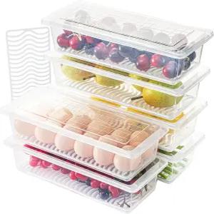 SOUJOY 6팩 농산물 절약 용기 뚜껑이 있는 냉장고용 1.5리터 식품 저장 야채 고기 생선 신선 및 건조를