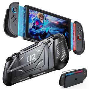 킥스탠드가 장착된 스위치 2 보호 케이스, 액세서리, 인체공학적 도커블 방지, 풀 닌텐도 콘솔 쉘, 충격 하드 등급 TPU 프로텍션 2025용 PC 그립 부드러운 FYOUN 군용 커버