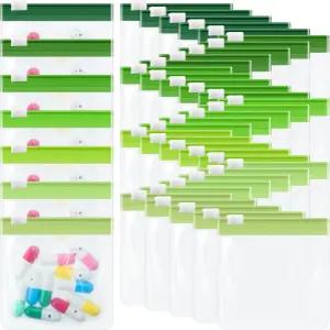 셔 35개 알약 파우치 지퍼드 세트 재사용 가능한 반투명 의약품 정리함 셀프 씰링 보관용 슬라이드 잠금