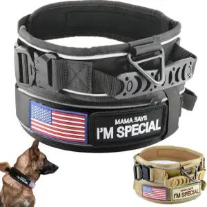 2.5인치 중형견용 전술 개 목걸이 등산/러닝/트레이닝용 반사 스티칭 및 패딩 핸들이 있는 조절 가능한