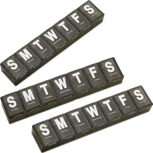 주간 알약 정리함 3팩 점보 쉬운 글자가 있는 초대형 비타민 용기 BPA 프리 일일 여행 7일용 약 상자