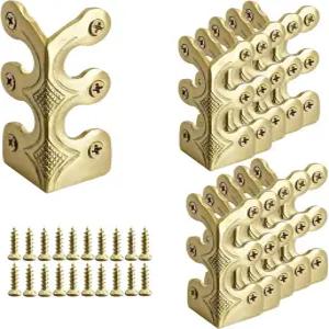 24개의 견고한 황동 베이스보드 모서리 보호대 스키팅 빈티지 금속 테이블 커버 나사 포함 안전 브래킷황금