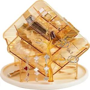 360 회전 메이크업 오거나이저 투명 화장품 보관 랙 스킨케어 향수 및 주얼리용 다층 공간 절약