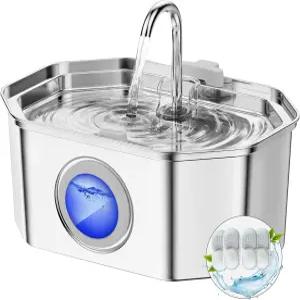 고양이 분수 스테인리스 스틸 108온스/3.2리터 수위 창문이 있는 APAUK 자동 반려동물 개 물 디스펜서