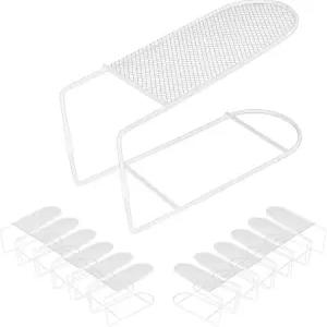 옷장 금속 신발 스태커용 슬롯 정리기 홀더 공간 절약기 더블 데크 라이저 랙메탈W12PACK