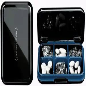 DUBSTAR 여행용 알약 정리함 수분 방수 작은 상자 포켓 지갑용 6칸 휴대용 케이스 약 비타민 홀더 용기