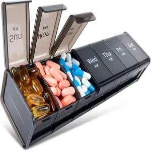 데이비키 초대형 주간 알약 정리함 1일 2회 XXL 박스 7일 AM PM 대형 수납함 BPA 프리 데일리 의약품