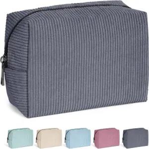 지갑용 MAANGE 작은 메이크업 가방 여행용 화장품 파우치 코듀로이 휴대용 다용도 지퍼 그레이
